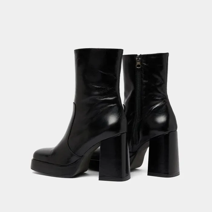 Women Boots With Heels And Square Toes Black JONAK Ankle Boots Lowboots