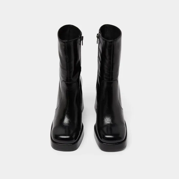 Women Boots With Heels And Square Toes Black JONAK Ankle Boots Lowboots