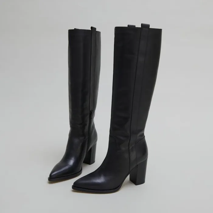 Women Boots With High Heels And Pointed Toes Black JONAK Boots Thighhigh Boots