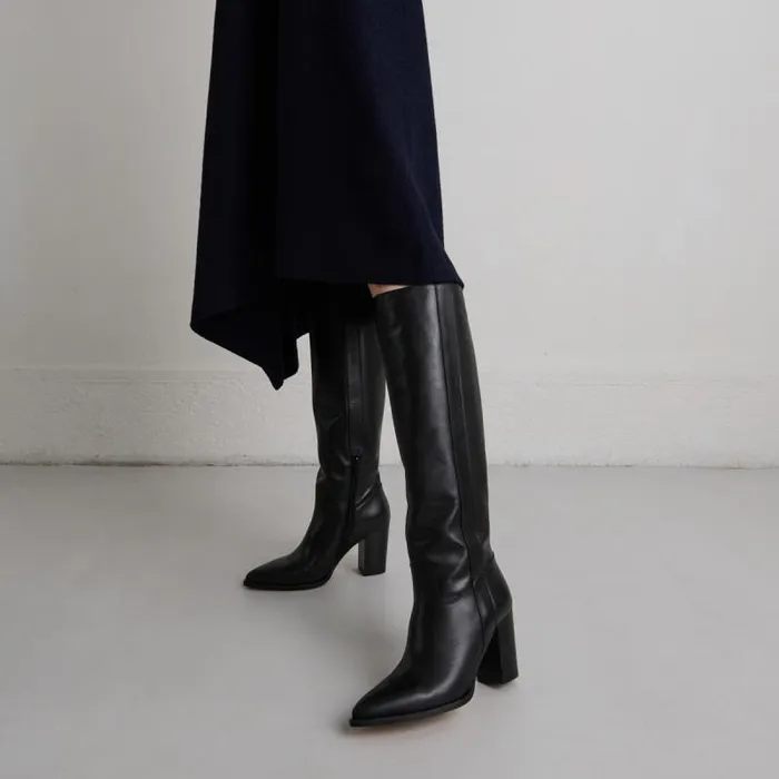 Women Boots With High Heels And Pointed Toes Black JONAK Boots Thighhigh Boots