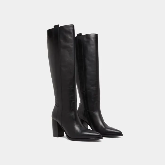 Women Boots With High Heels And Pointed Toes Black JONAK Boots Thighhigh Boots