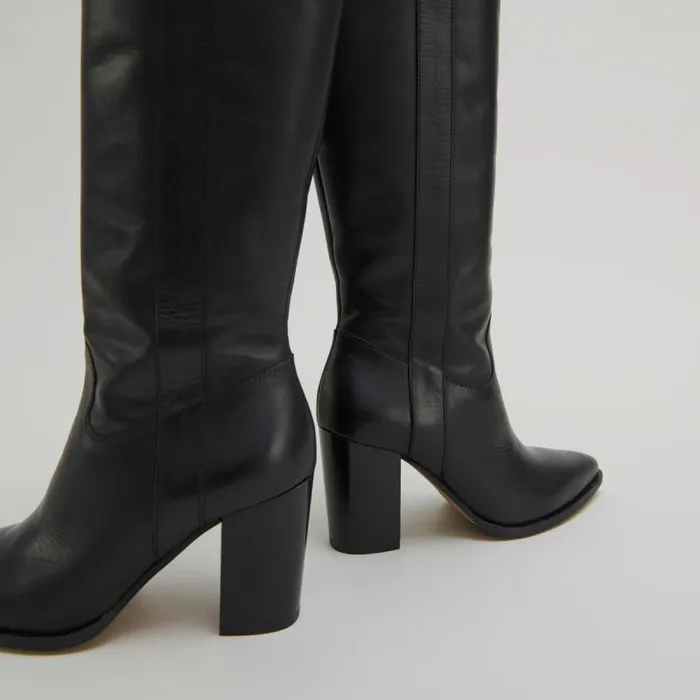 Women Boots With High Heels And Pointed Toes Black JONAK Boots Thighhigh Boots