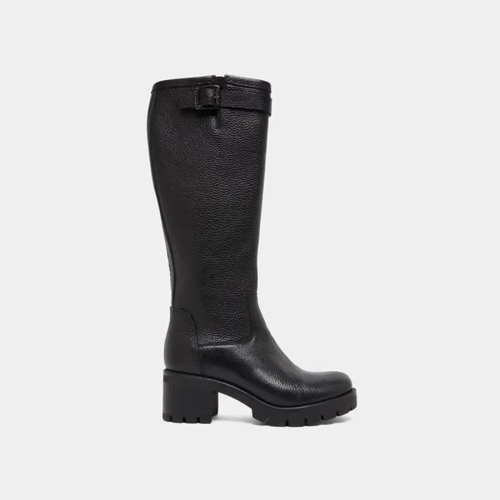 Women Boots With Notched Sole And Buckle Black JONAK Boots Thighhigh Boots