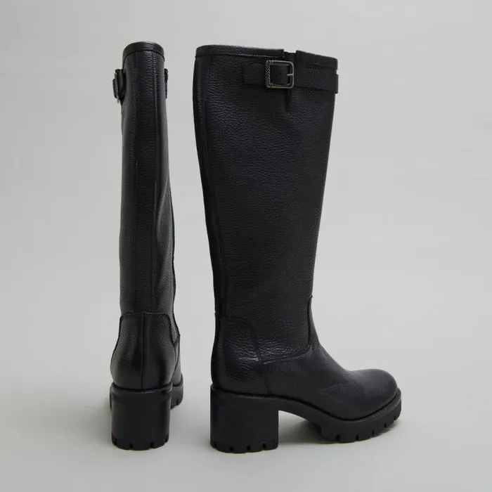 Women Boots With Notched Sole And Buckle Black JONAK Boots Thighhigh Boots