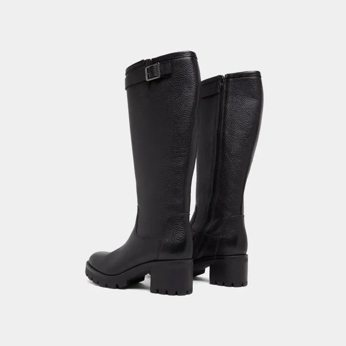 Women Boots With Notched Sole And Buckle Black JONAK Boots Thighhigh Boots