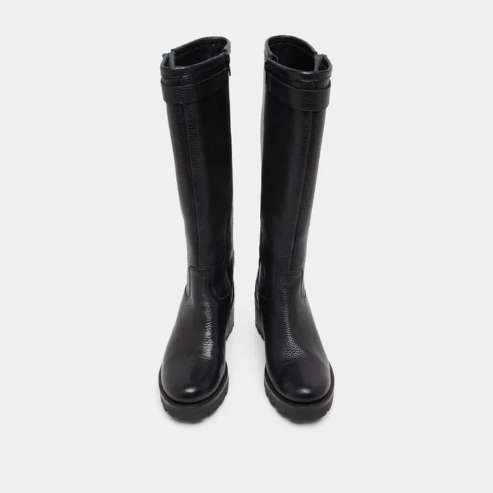 Women Boots With Notched Sole And Buckle Black JONAK Boots Thighhigh Boots