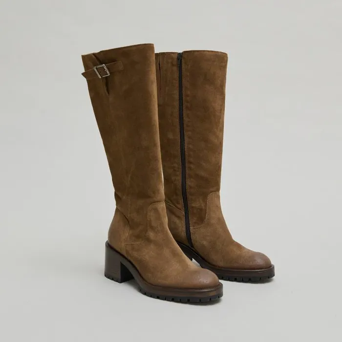 Women Boots With Notched Soles Taupe JONAK Boots Thighhigh Boots