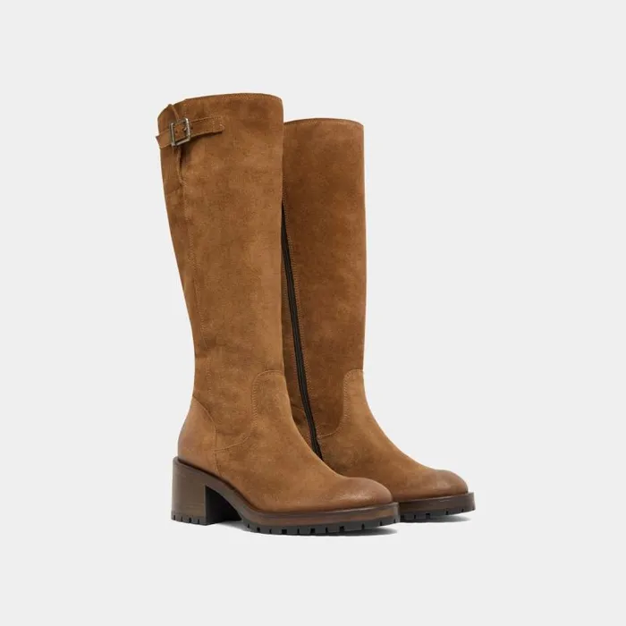 Women Boots With Notched Soles Taupe JONAK Boots Thighhigh Boots