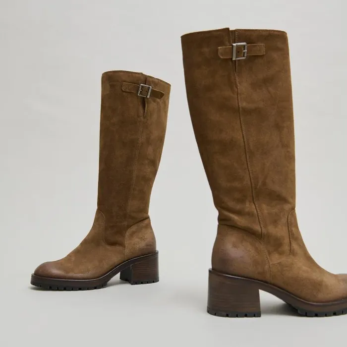 Women Boots With Notched Soles Taupe JONAK Boots Thighhigh Boots