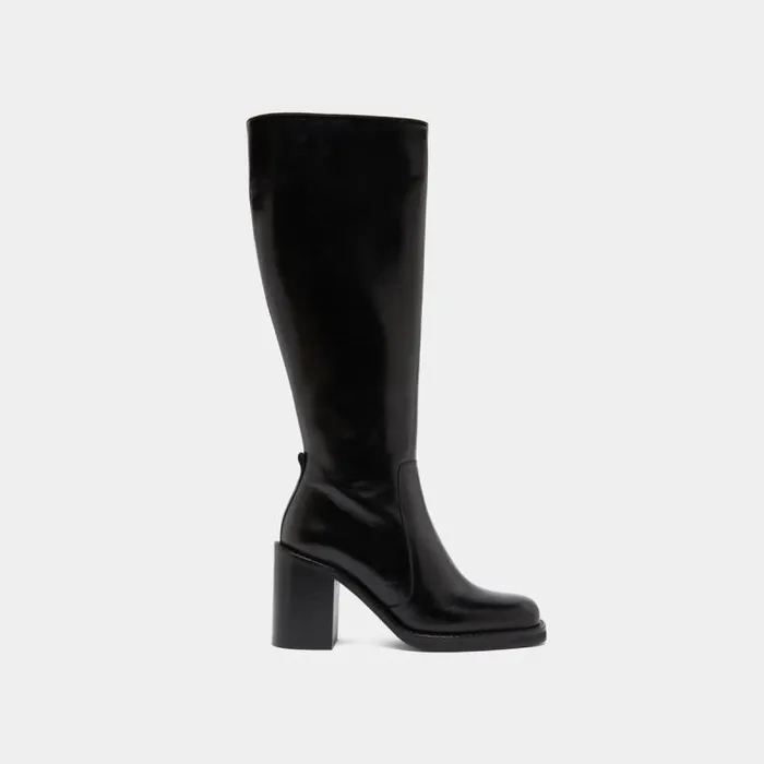 Women Boots With Overflowing Heels Black JONAK Boots Thighhigh Boots