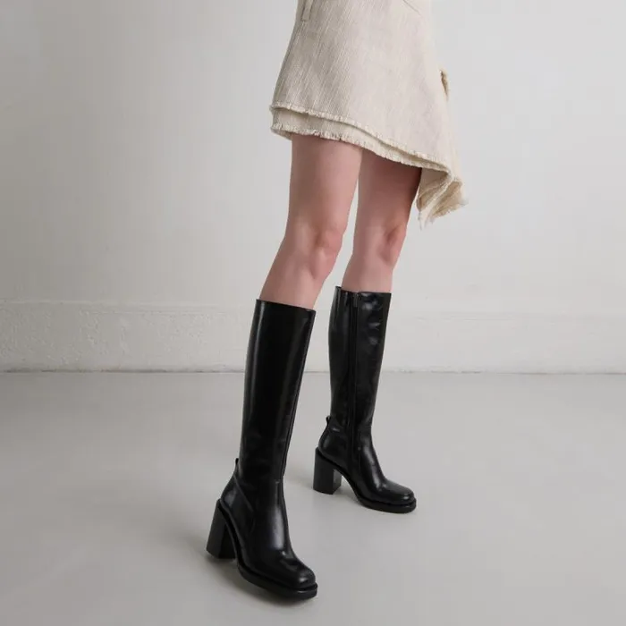 Women Boots With Overflowing Heels Black JONAK Boots Thighhigh Boots