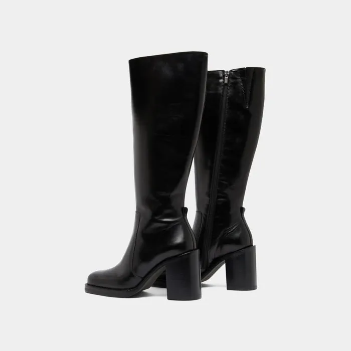Women Boots With Overflowing Heels Black JONAK Boots Thighhigh Boots