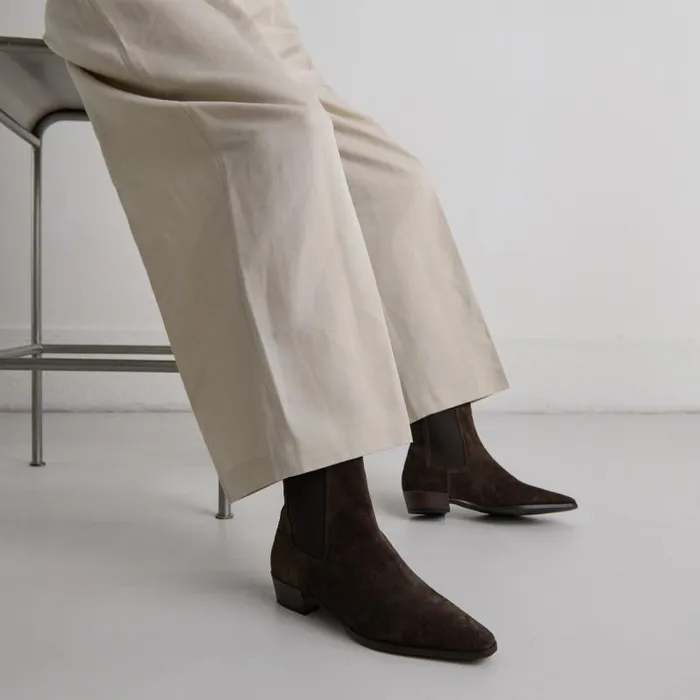 Women Boots With Slight Beveled Heels And Pointed Toes Dark Brown JONAK Ankle Boots Lowboots