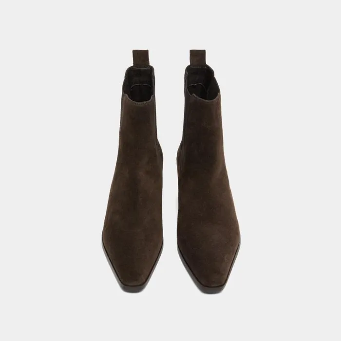 Women Boots With Slight Beveled Heels And Pointed Toes Dark Brown JONAK Ankle Boots Lowboots