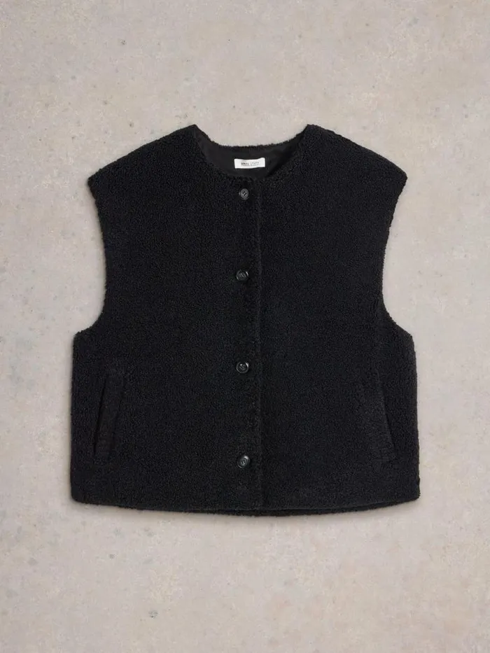 Women Borg Gilet Pure Black White Stuff Coats and Jackets Women Borg Gilet Pure Black White Stuff Coats and Jackets