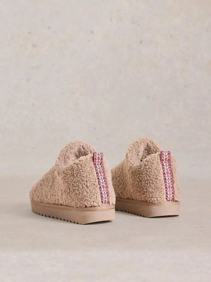 Women Borg Slipper Bootie Dark Natural White Stuff Nightwear Women Borg Slipper Bootie Dark Natural White Stuff Nightwear