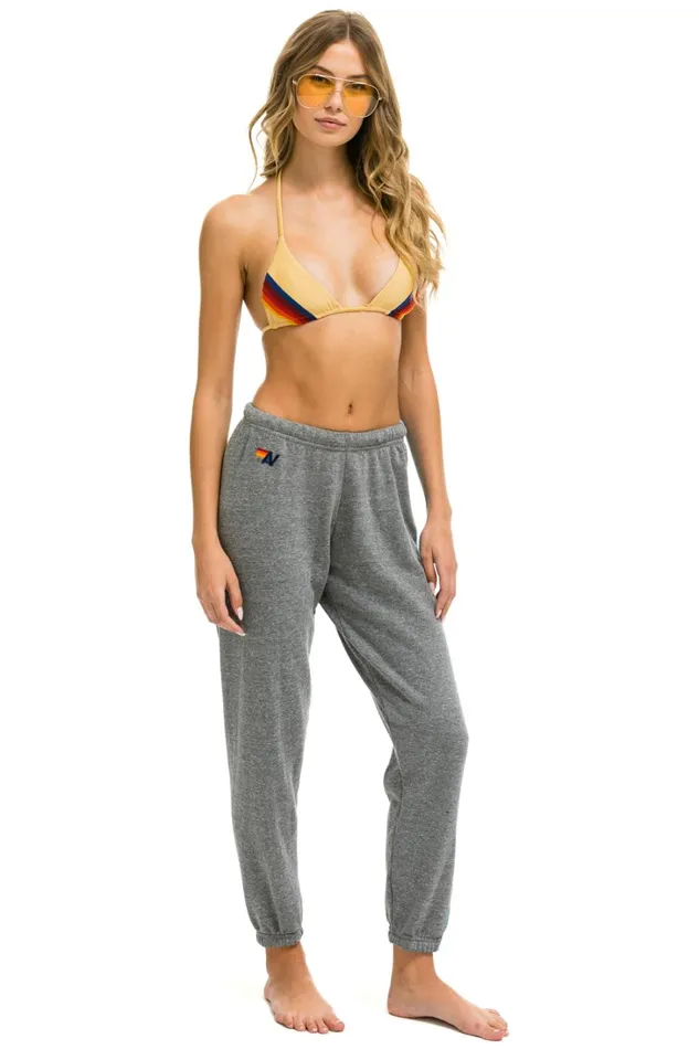 Women Bottoms Aviator Nation 5 STRIPE SWEATPANTS 8211 HEATHER GREY BLUE Women Bottoms Aviator Nation 5 STRIPE SWEATPANTS 8211 HEATHER GREY BLUE