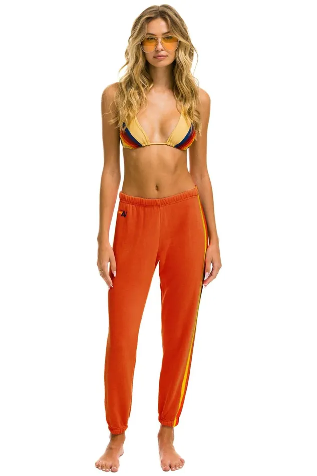 Women Bottoms Aviator Nation 5 STRIPE SWEATPANTS 8211 ORANGE YELLOW PURPLE Women Bottoms Aviator Nation 5 STRIPE SWEATPANTS 8211 ORANGE YELLOW PURPLE
