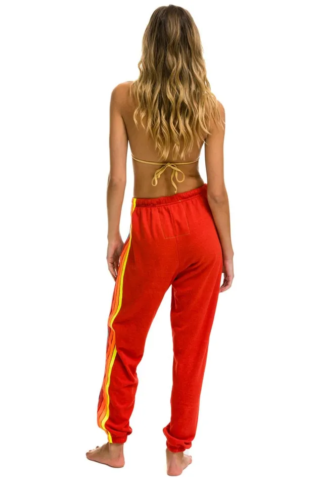 Women Bottoms Aviator Nation 5 STRIPE SWEATPANTS 8211 RED NEON RAINBOW Women Bottoms Aviator Nation 5 STRIPE SWEATPANTS 8211 RED NEON RAINBOW