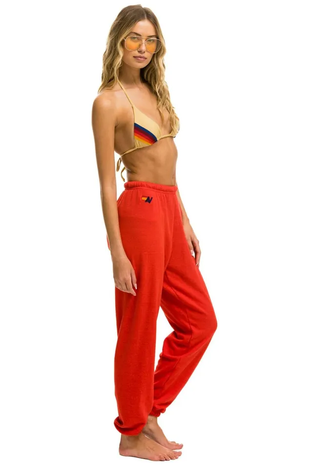 Women Bottoms Aviator Nation 5 STRIPE SWEATPANTS 8211 RED NEON RAINBOW Women Bottoms Aviator Nation 5 STRIPE SWEATPANTS 8211 RED NEON RAINBOW