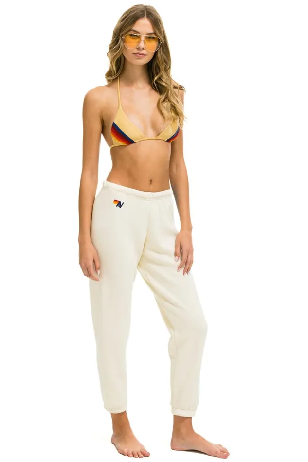 Women Bottoms Aviator Nation 5 STRIPE SWEATPANTS 8211 VINTAGE WHITE BLUE Women Bottoms Aviator Nation 5 STRIPE SWEATPANTS 8211 VINTAGE WHITE BLUE