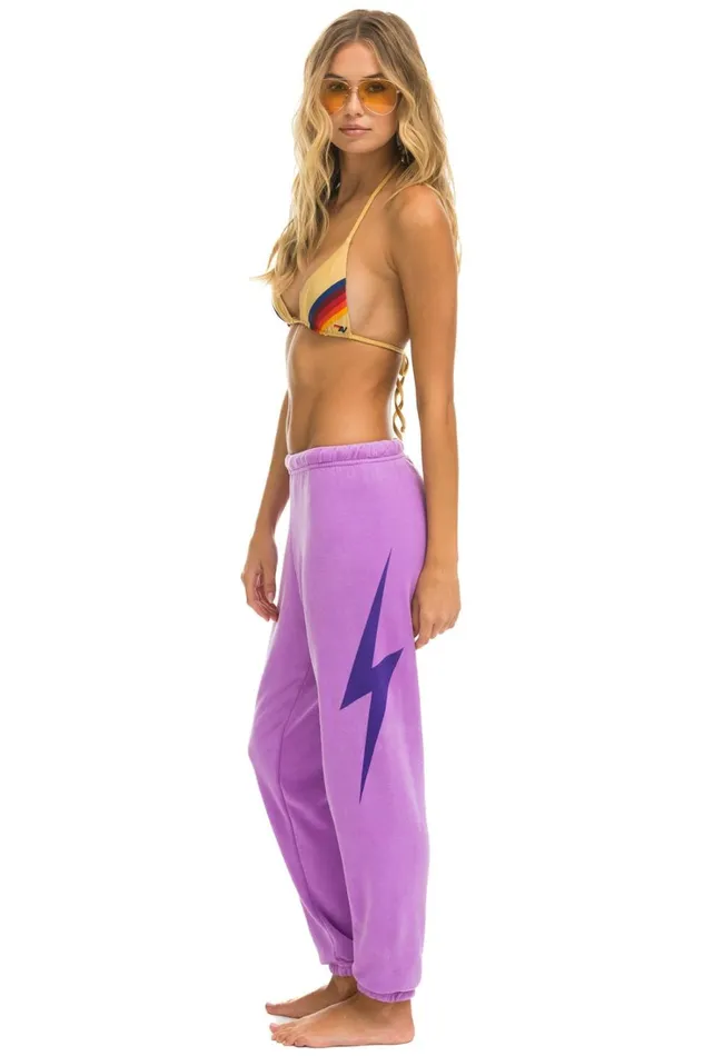 Women Bottoms Aviator Nation BOLT SWEATPANTS 8211 NEON PURPLE PURPLE