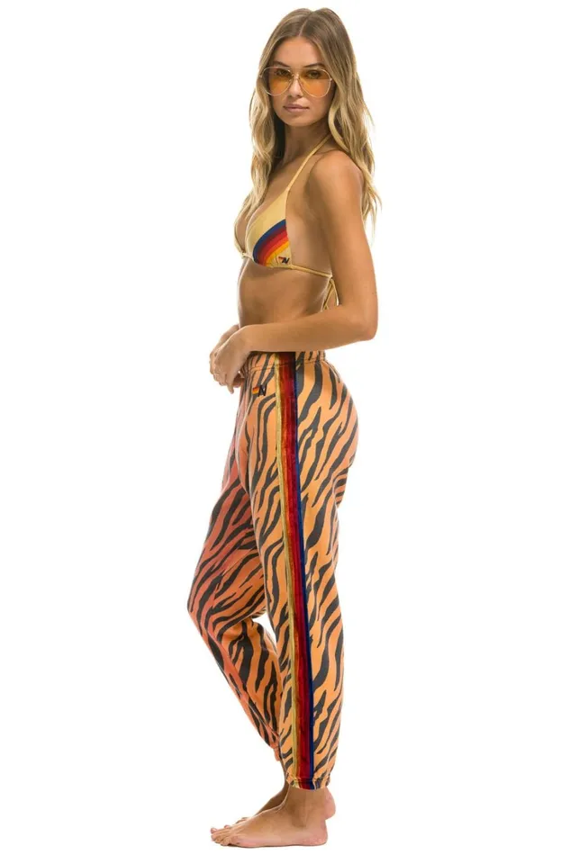 Women Bottoms Aviator Nation CLASSIC VELVET STRIPE SWEATPANTS 8211 TIGER