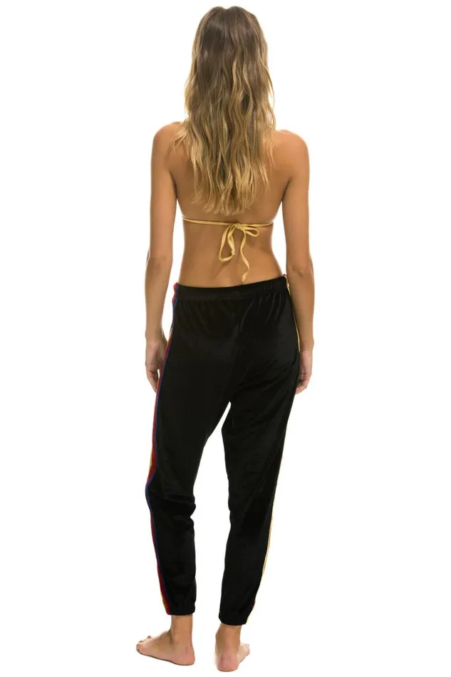 Women Bottoms Aviator Nation CLASSIC VELVET SWEATPANTS 8211 BLACK Women Bottoms Aviator Nation CLASSIC VELVET SWEATPANTS 8211 BLACK