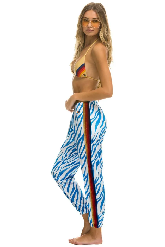 Women Bottoms Aviator Nation CLASSIC VELVET SWEATPANTS 8211 BLUE TIGER