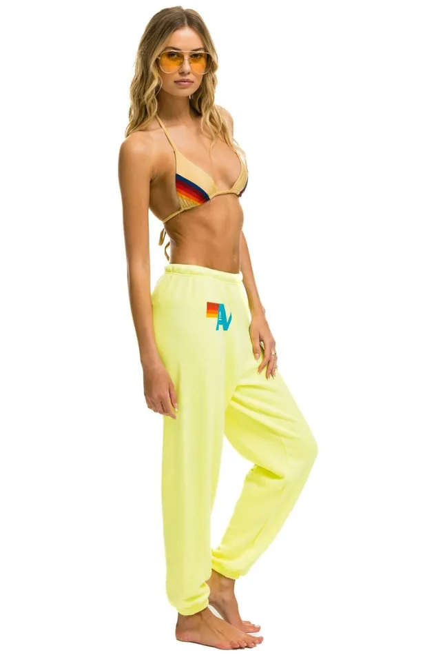 Women Bottoms Aviator Nation LOGO SWEATPANTS 8211 NEON YELLOW Women Bottoms Aviator Nation LOGO SWEATPANTS 8211 NEON YELLOW