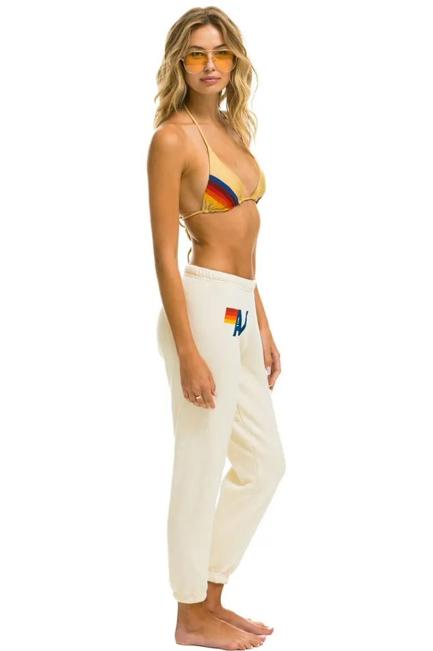 Women Bottoms Aviator Nation LOGO SWEATPANTS 8211 VINTAGE WHITE Women Bottoms Aviator Nation LOGO SWEATPANTS 8211 VINTAGE WHITE