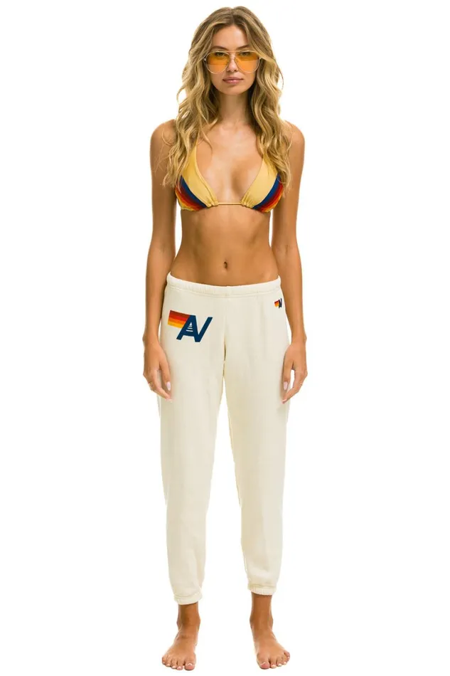 Women Bottoms Aviator Nation LOGO SWEATPANTS 8211 VINTAGE WHITE Women Bottoms Aviator Nation LOGO SWEATPANTS 8211 VINTAGE WHITE