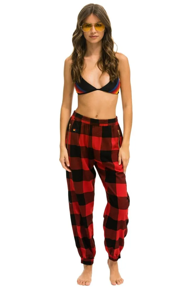 Women Bottoms Aviator Nation PLAID LODGE PANT 8211 BUFFALO PLAID