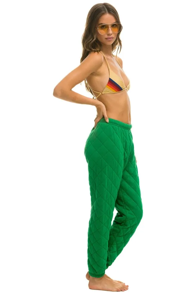 Women Bottoms Aviator Nation QUILTED SWEATPANTS 8211 KELLY GREEN