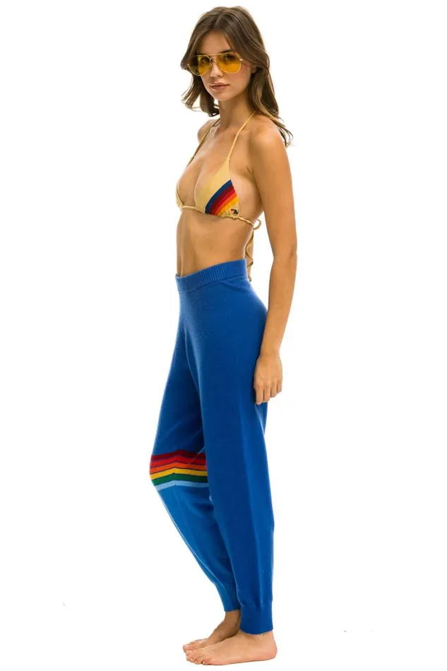 Women Bottoms Aviator Nation RAINBOW STRIPE CASHMERE LIGHT SWEATER PANT 8211 VINTAGE BLUE