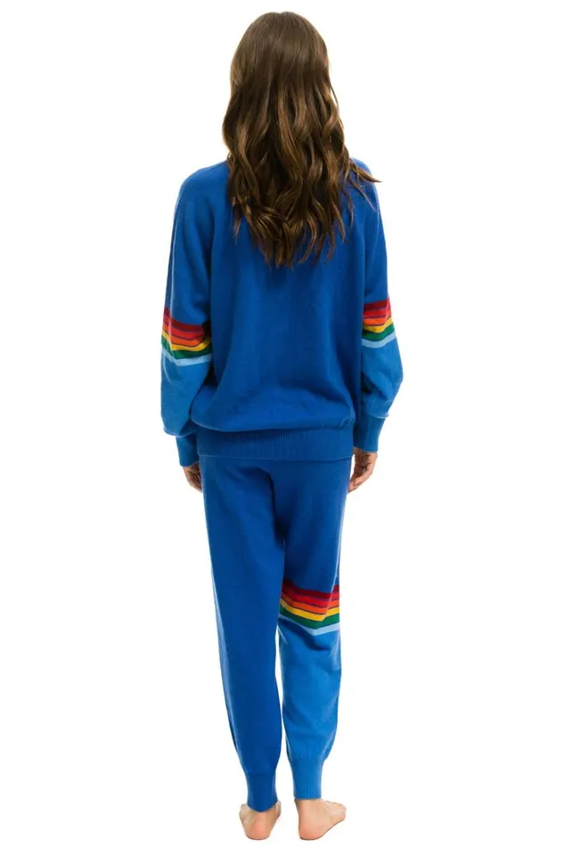 Women Bottoms Aviator Nation RAINBOW STRIPE CASHMERE LIGHT SWEATER PANT 8211 VINTAGE BLUE