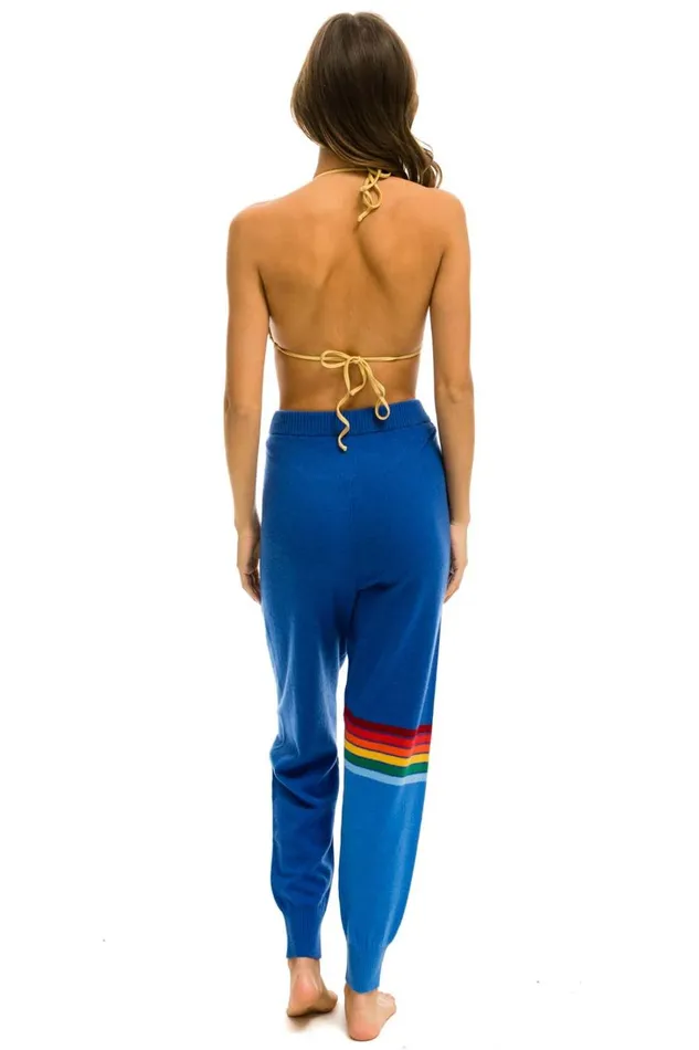 Women Bottoms Aviator Nation RAINBOW STRIPE CASHMERE LIGHT SWEATER PANT 8211 VINTAGE BLUE