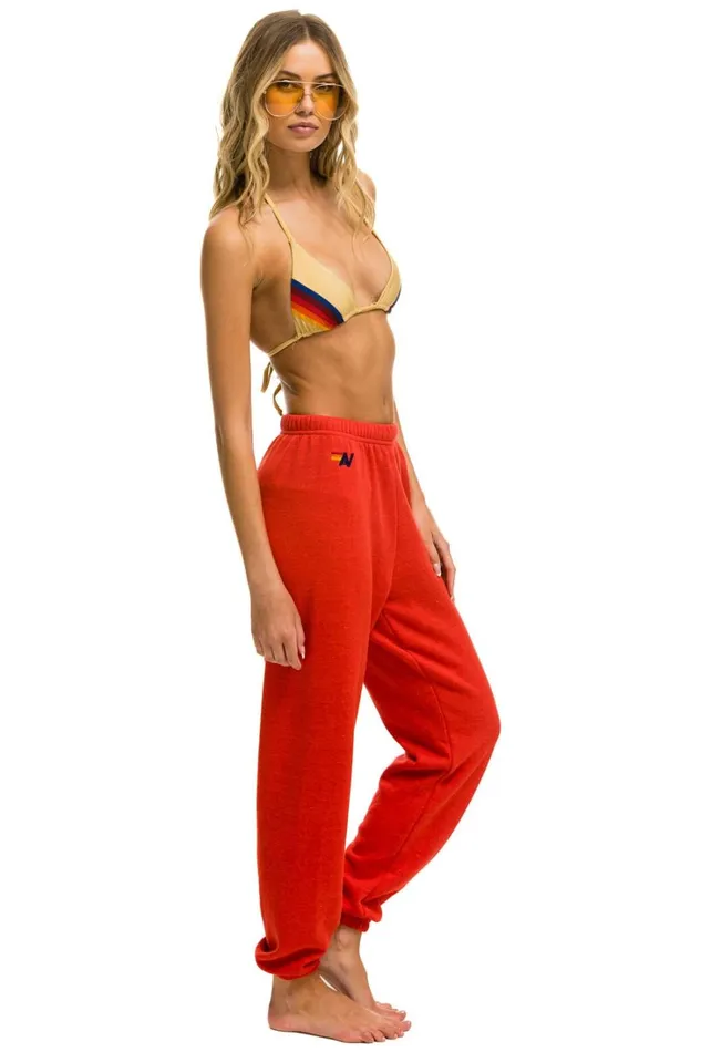 Women Bottoms Aviator Nation SMILEY SUNSET SWEATPANTS 8211 RED