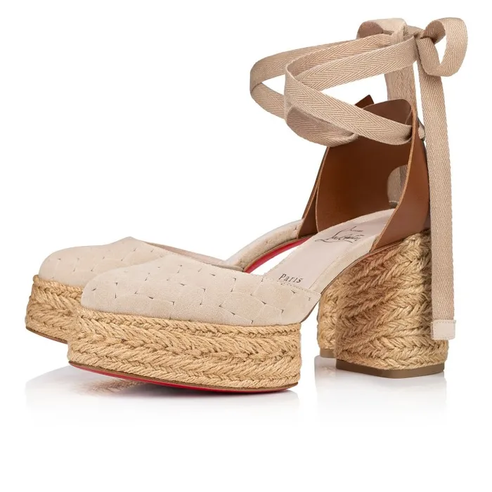 Women Brigissima 85 Mm Espadrilles 8211 Braided Calf Leather 8211 Leche Christian Louboutin Platforms
