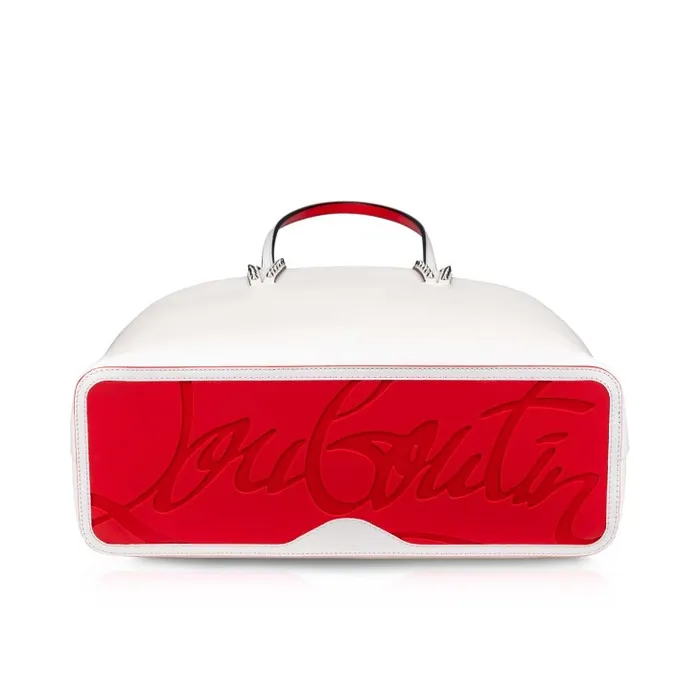 Women Cabata Tote Bag 8211 Grained Calf Leather And Smooth Calf Leather 8211 Bianco Christian Louboutin Shoulder Bags