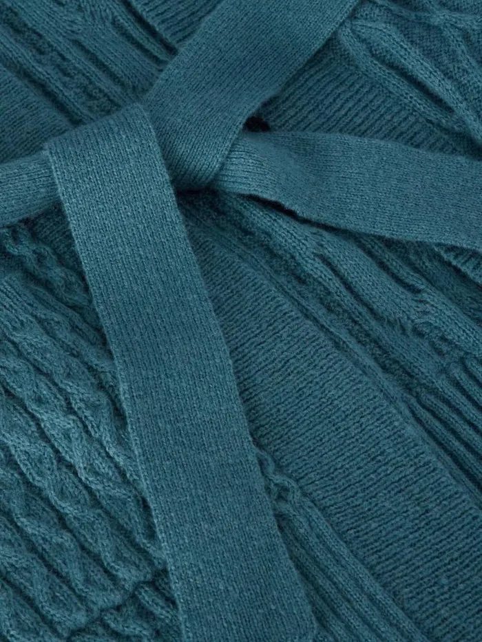 Women CABLE BELTED CARDIGAN Mid Blue White Stuff Knitwear