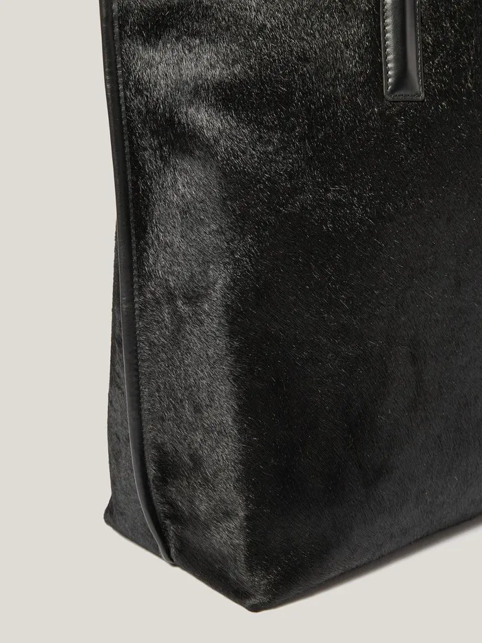 Women Calf Hair Leather Tote Black Jigsaw Wallets and Card Holders