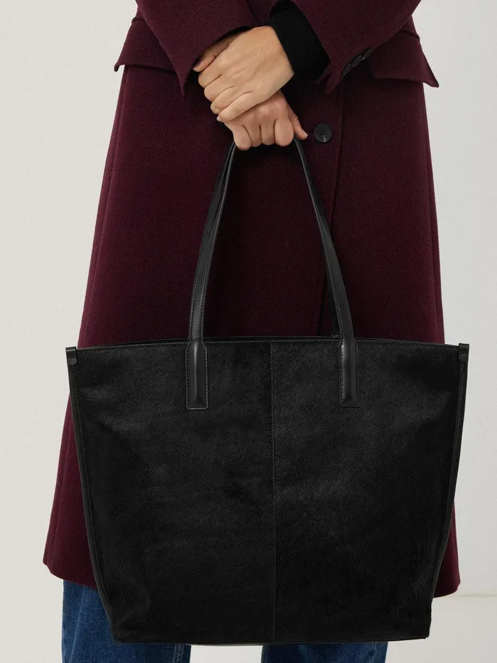 Women Calf Hair Leather Tote Black Jigsaw Wallets and Card Holders