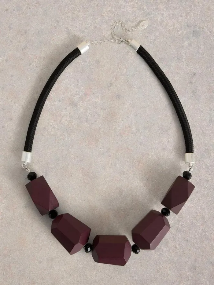 Women CARNATION BEADED NECKLACE Dk Plum White Stuff Jewellery