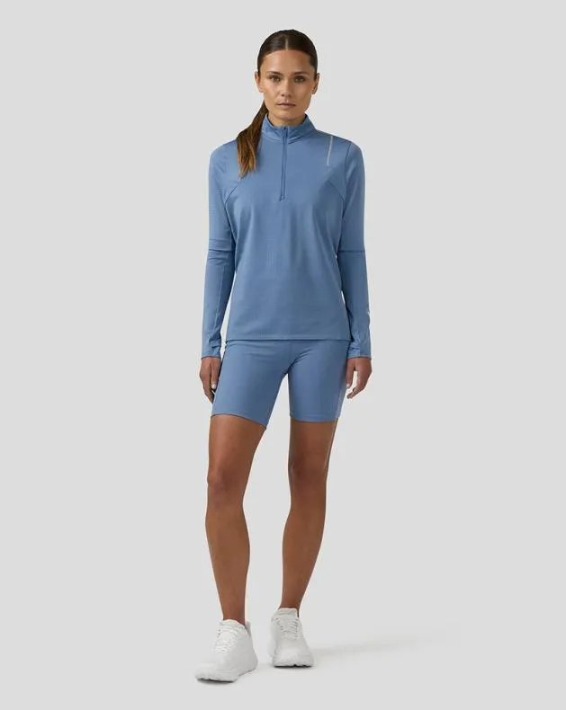 Women Castore 14 Zips WoApex Long Sleeve Aeromesh Training 14 Zip Top 8211 Light Blue