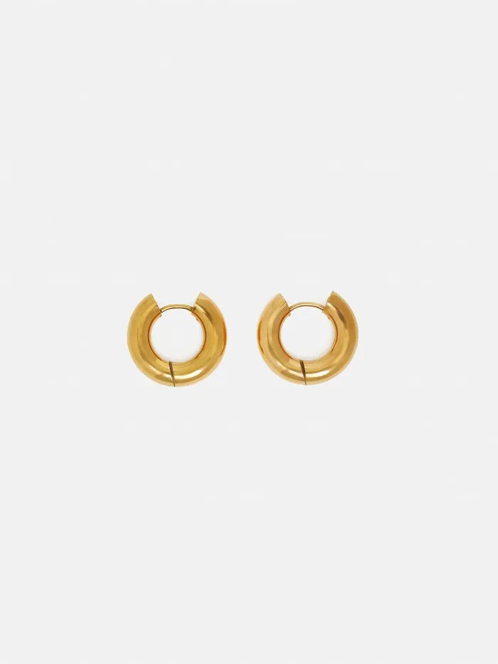 Women Chubby Hoop Earrings Gold Jigsaw Jewellery