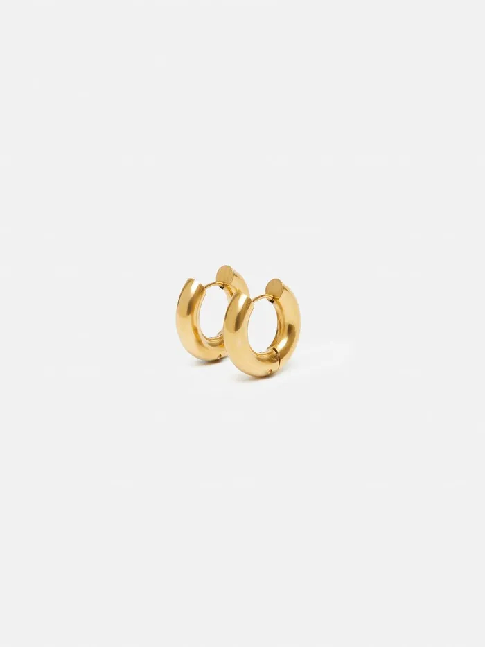 Women Chubby Hoop Earrings Gold Jigsaw Jewellery