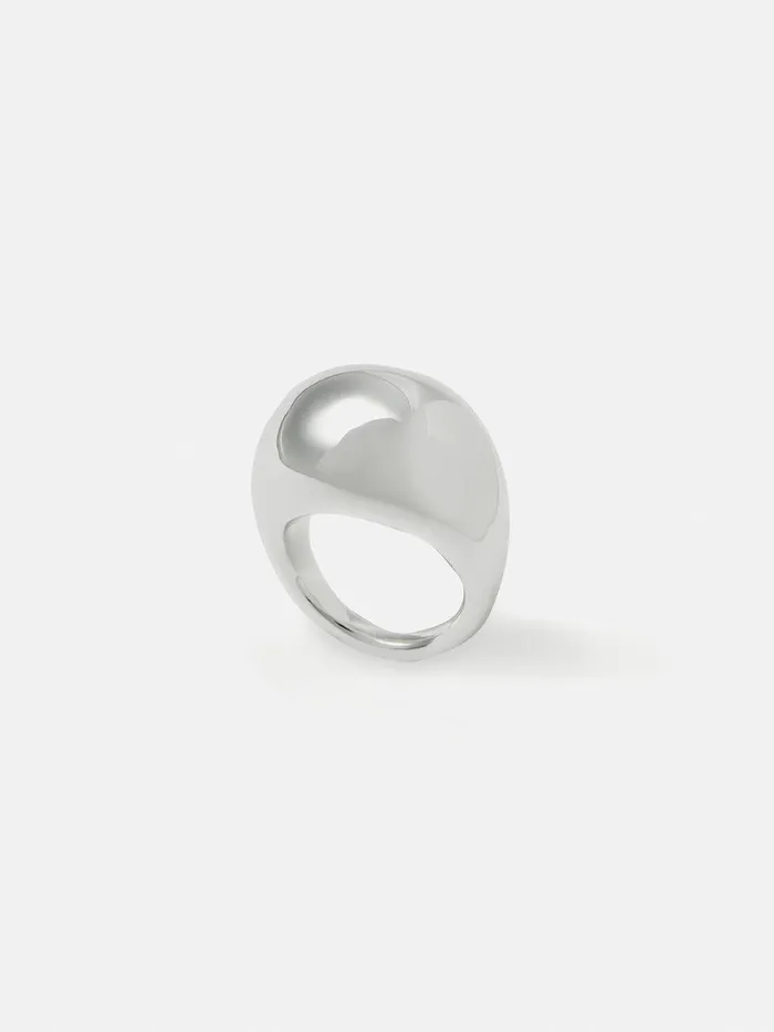 Women Chunky Dome Ring Silver Jigsaw Jewellery