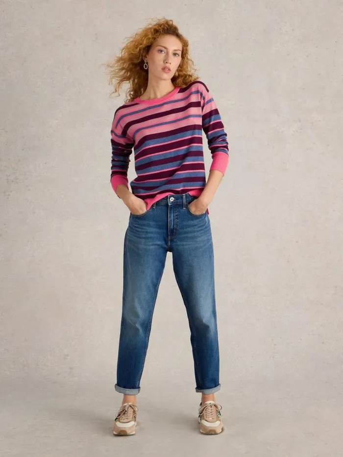 Women CITY STRIPE JUMPER Pink Multi White Stuff Knitwear