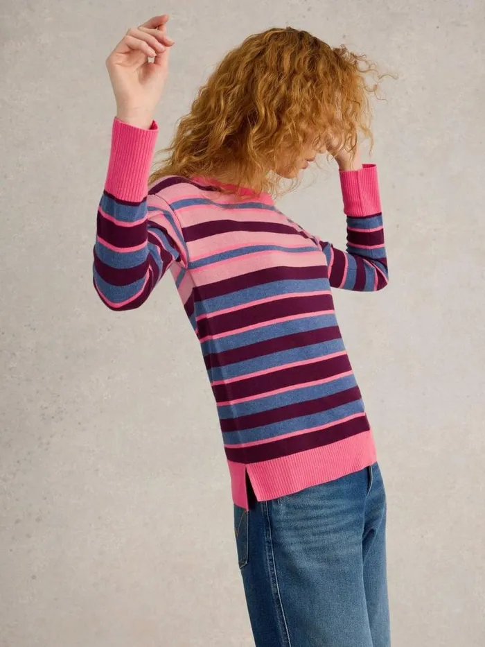 Women CITY STRIPE JUMPER Pink Multi White Stuff Knitwear Women CITY STRIPE JUMPER Pink Multi White Stuff Knitwear